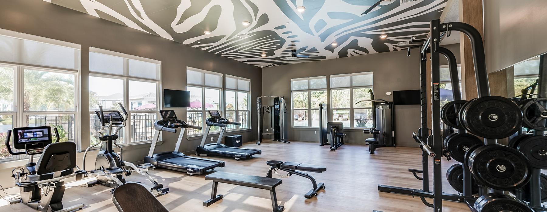a gym with exercise equipment